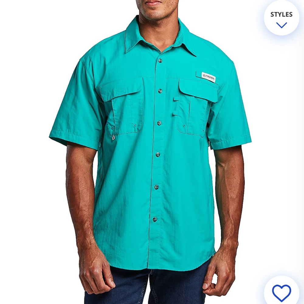 Magellan Outdoors Men's Aqua Button Down Shirt